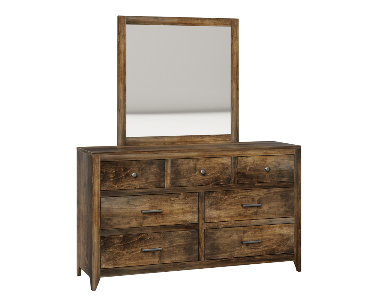 Newport-7 Drawer Dresser With Mirror-Brown Maple-Shadow