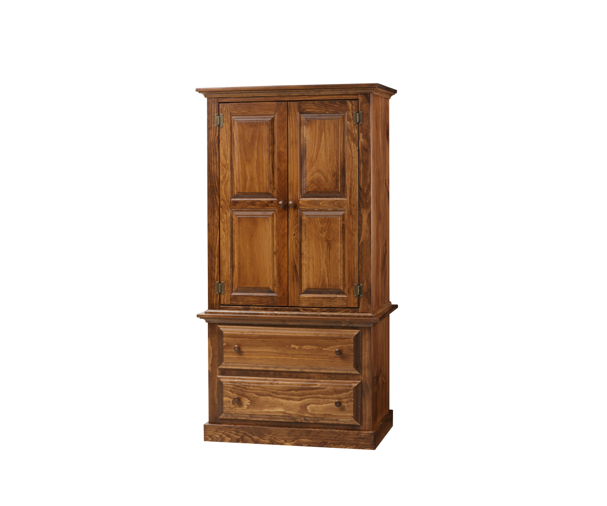 Rustic Bedroom Armoire on Chest w/ Adjustable Shelf VIZTECH FURNITURE