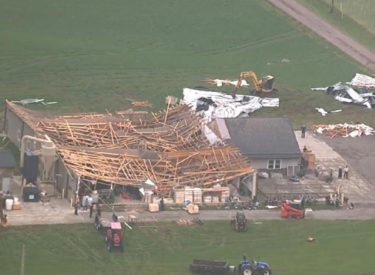 A woodworking shop damaged due to storms Holmes County, Ohio