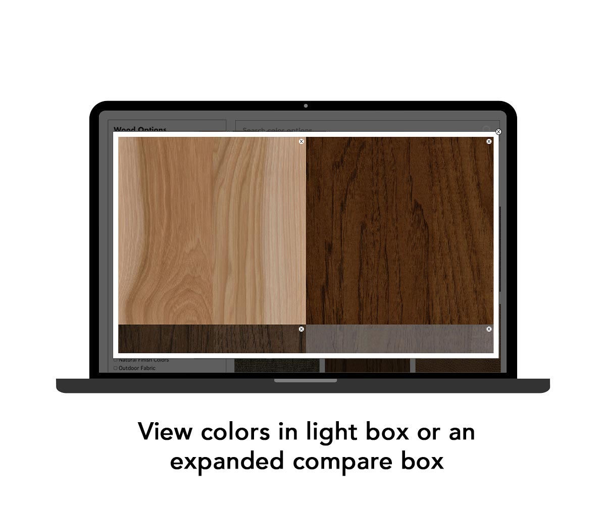 View colors in light box or an expanded compare box