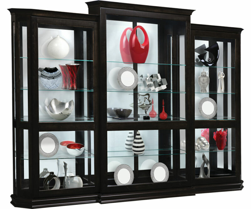 Deluxe Sliding Door Curio 3 Piece Set