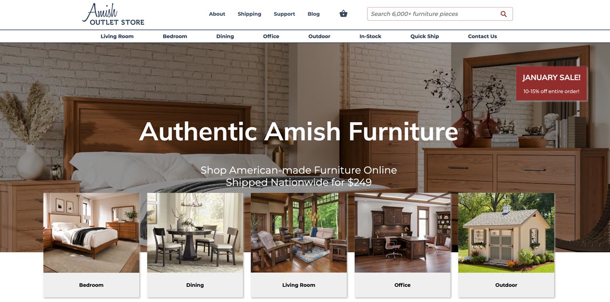 Amish Outlet Store website